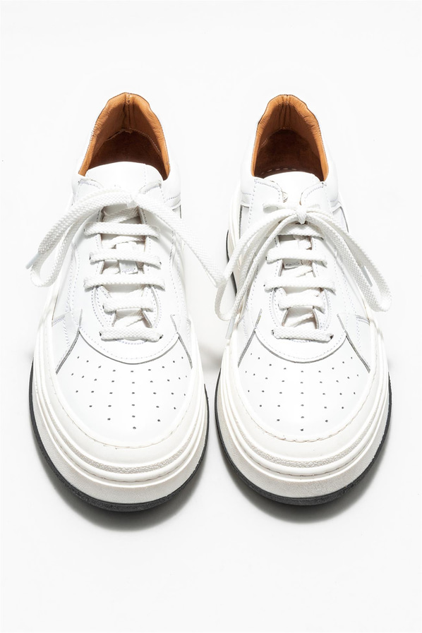 Beyaz deri erkek spor ayakkabı - Elle Shoes
