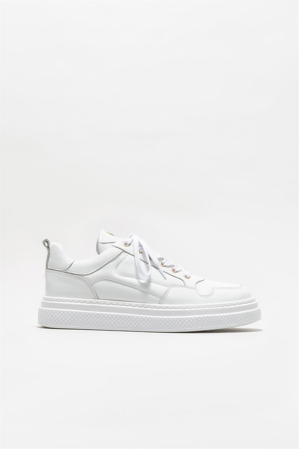 Beyaz deri erkek spor ayakkabı - Elle Shoes