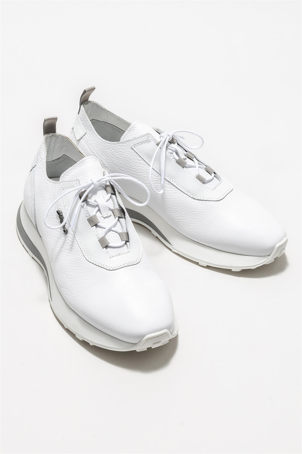Beyaz deri erkek spor ayakkabı - Elle Shoes