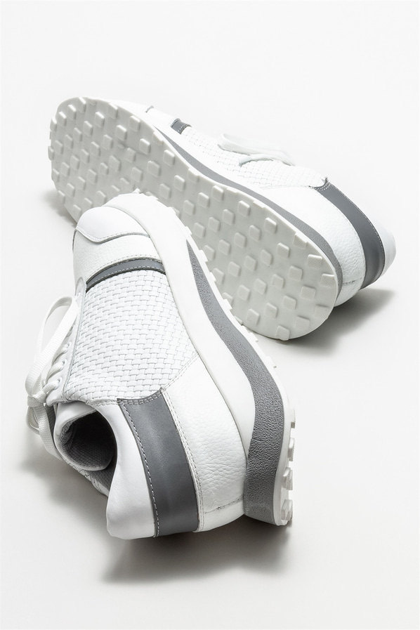Beyaz deri erkek spor ayakkabı - Elle Shoes