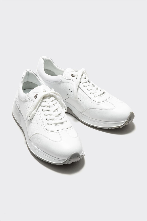 Beyaz deri erkek spor ayakkabı - Elle Shoes