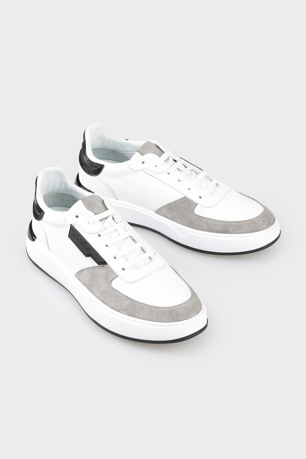 Beyaz deri erkek spor ayakkabı - Elle Shoes