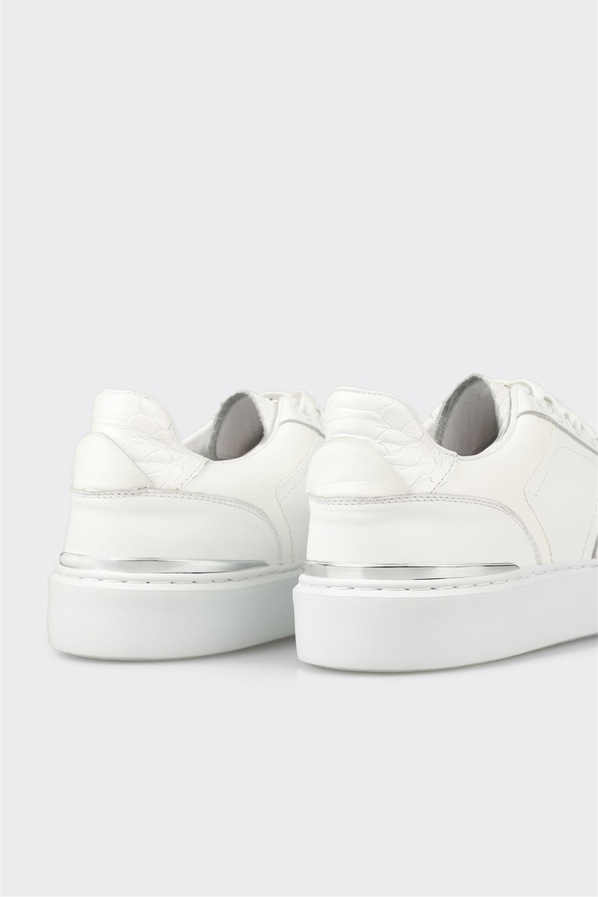 Beyaz deri erkek spor ayakkabı - Elle Shoes