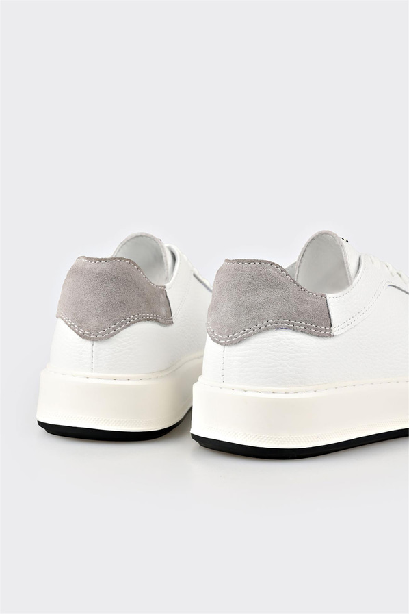 Beyaz deri erkek spor ayakkabı - Elle Shoes