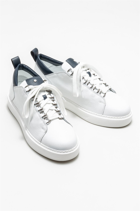 Beyaz deri erkek spor ayakkabı - Elle Shoes