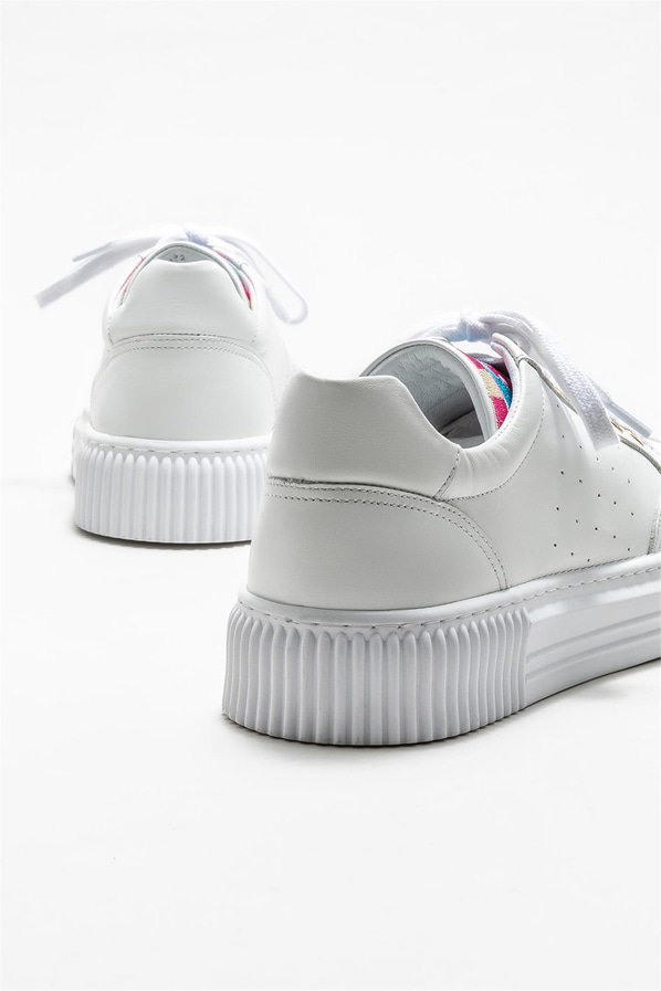 Beyaz deri erkek spor ayakkabı - Elle Shoes