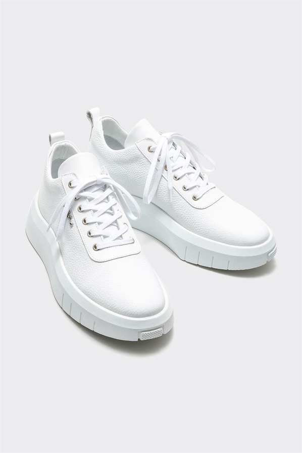 Beyaz deri erkek spor ayakkabı - Elle Shoes