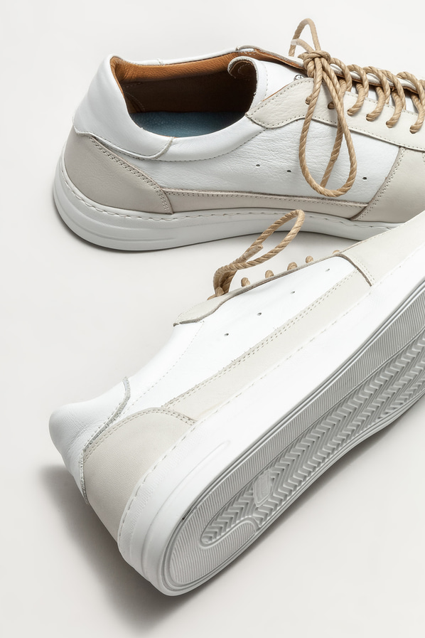 Beyaz deri erkek spor ayakkabı - Elle Shoes