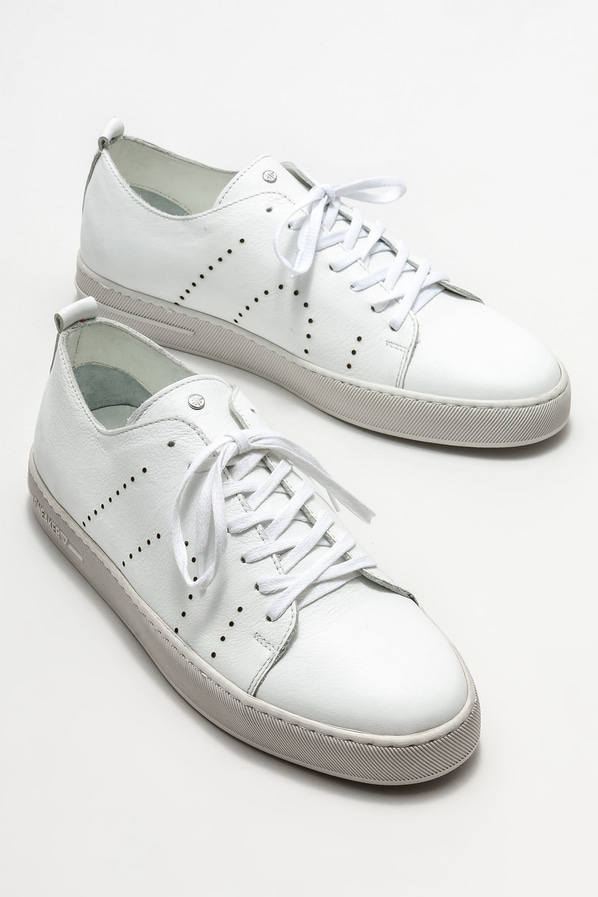 Beyaz deri erkek spor ayakkabı - Elle Shoes