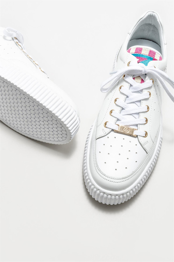 Beyaz deri erkek spor ayakkabı - Elle Shoes