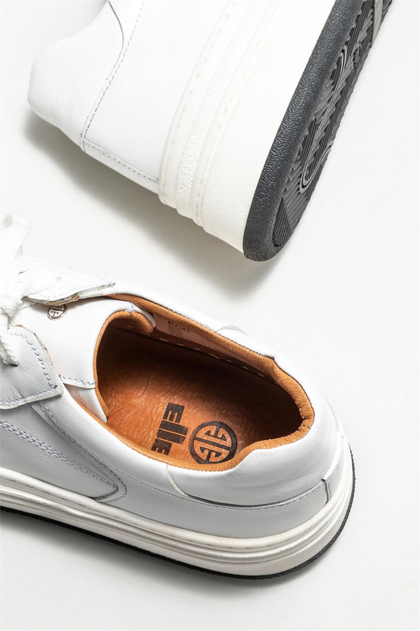 Beyaz deri erkek spor ayakkabı - Elle Shoes