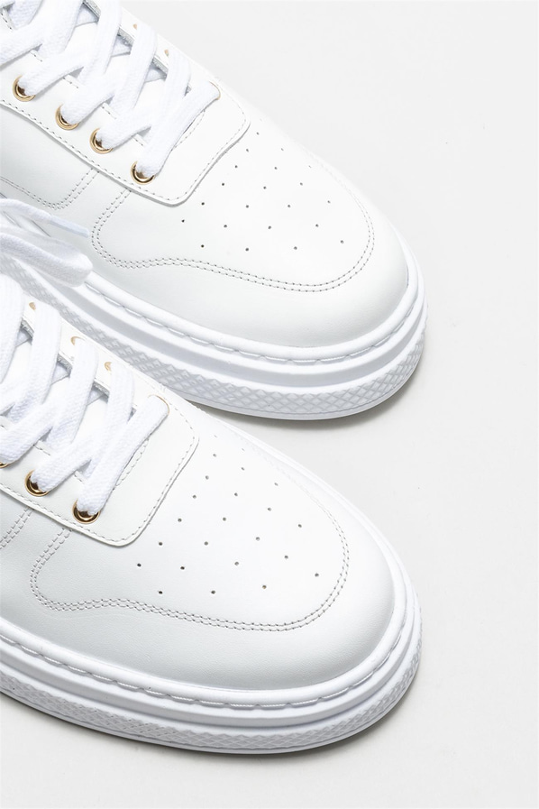Beyaz deri erkek spor ayakkabı - Elle Shoes