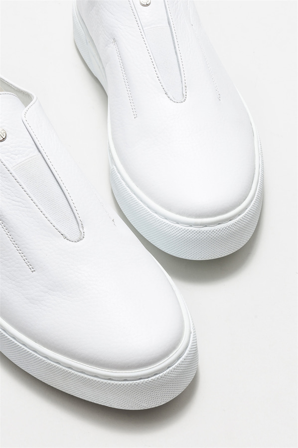 Beyaz deri erkek spor ayakkabı - Elle Shoes