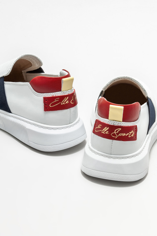 Beyaz deri erkek spor ayakkabı - Elle Shoes