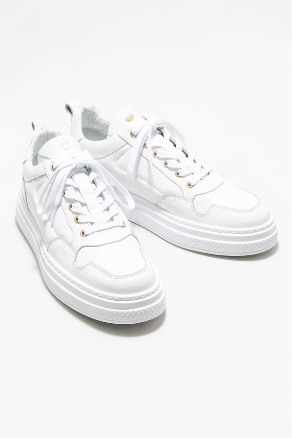 Beyaz deri erkek spor ayakkabı - Elle Shoes