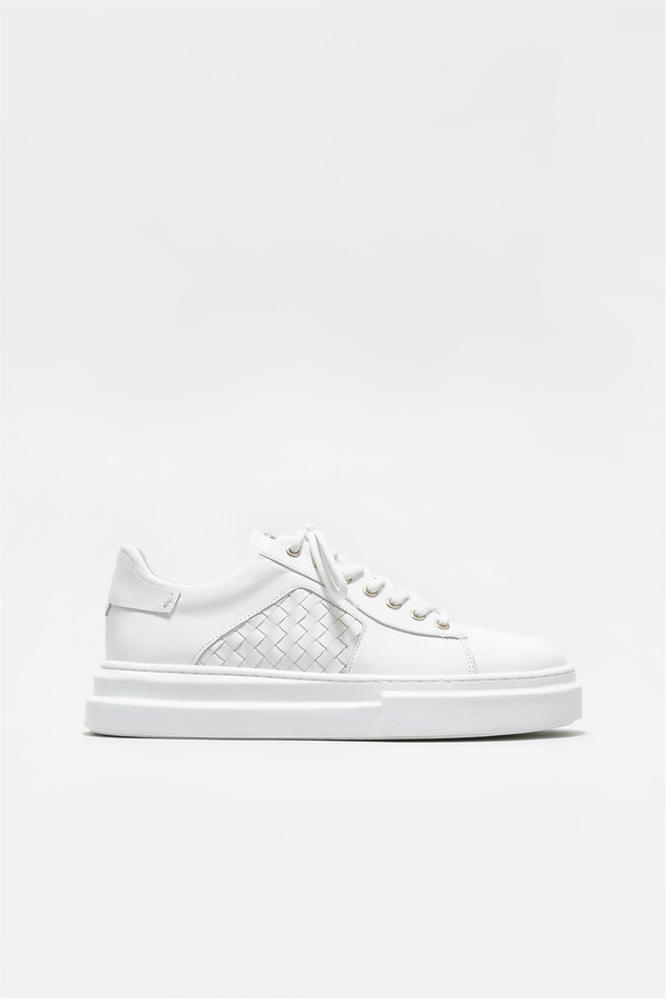 Beyaz deri erkek spor ayakkabı - Elle Shoes