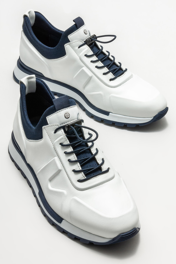 Beyaz deri erkek spor ayakkabı - Elle Shoes