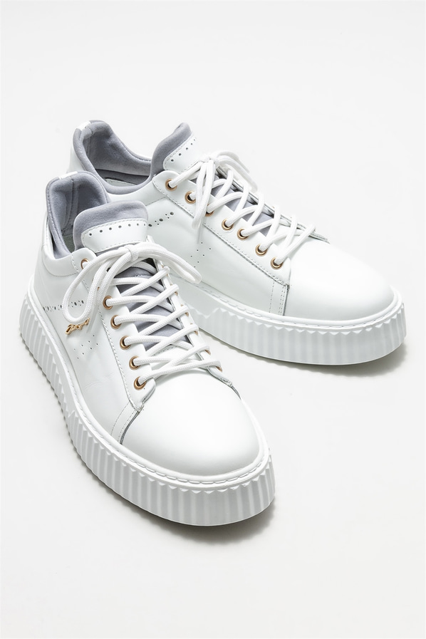 Beyaz deri erkek spor ayakkabı - Elle Shoes