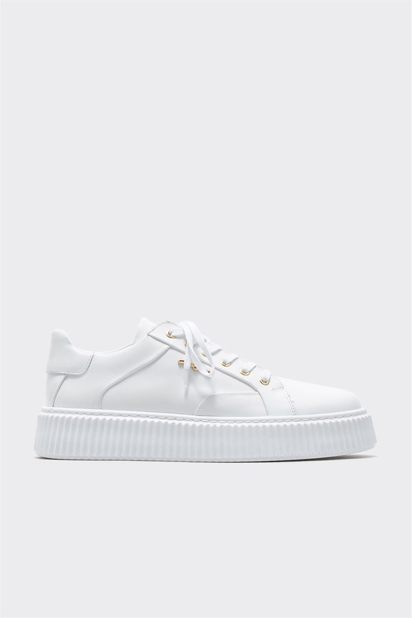 Beyaz deri erkek spor ayakkabı - Elle Shoes