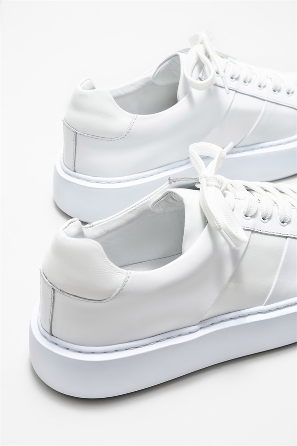 Beyaz deri erkek spor ayakkabı - Elle Shoes