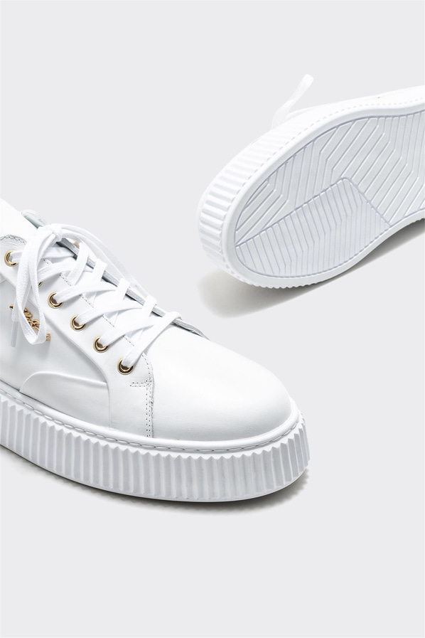 Beyaz deri erkek spor ayakkabı - Elle Shoes