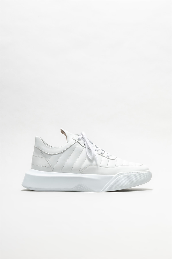 Beyaz deri erkek spor ayakkabı - Elle Shoes