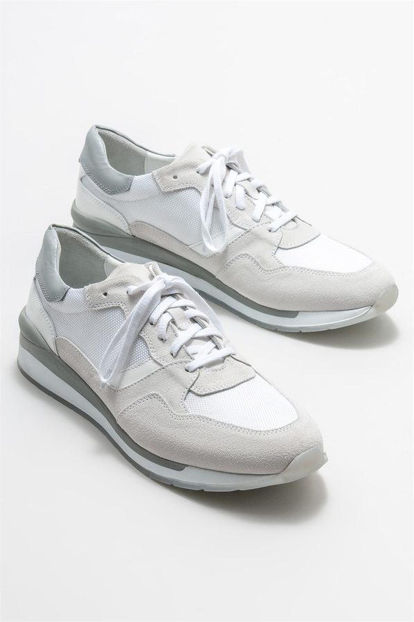 Beyaz deri erkek spor ayakkabı - Elle Shoes
