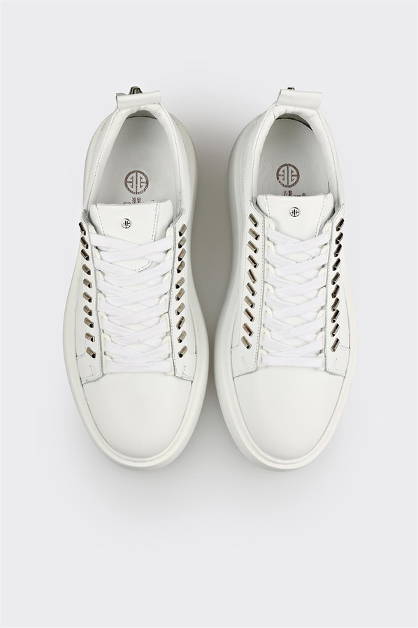 Beyaz Deri Erkek Spor Ayakkabı