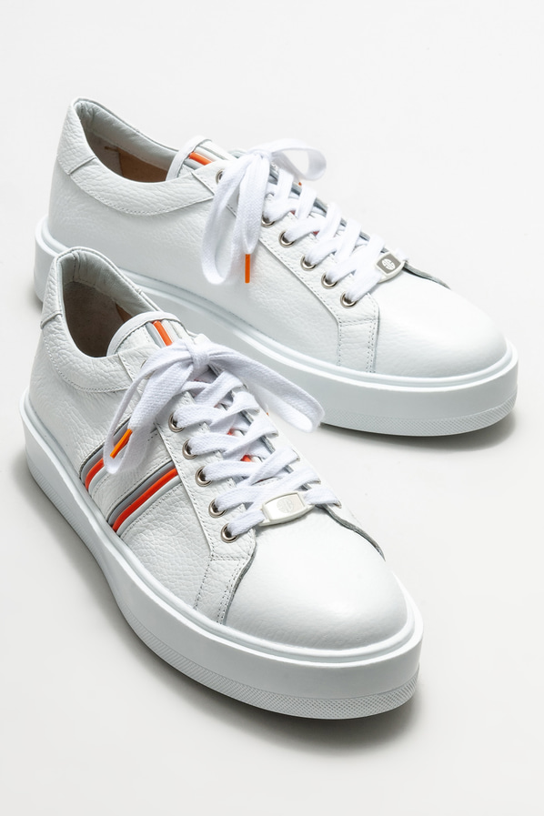 Beyaz deri erkek spor ayakkabı - Elle Shoes