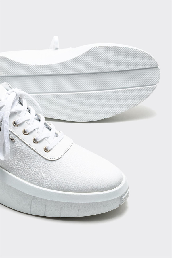 Beyaz deri erkek spor ayakkabı - Elle Shoes