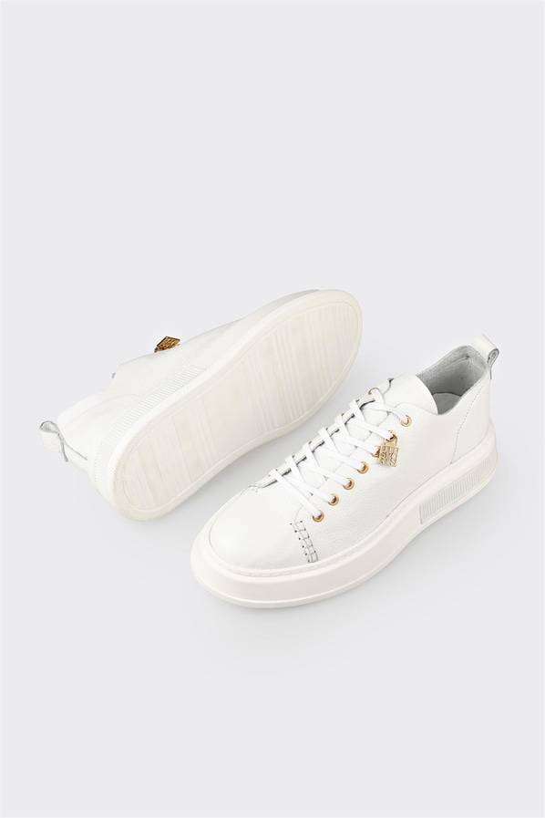 Beyaz Deri Erkek Spor Ayakkabı