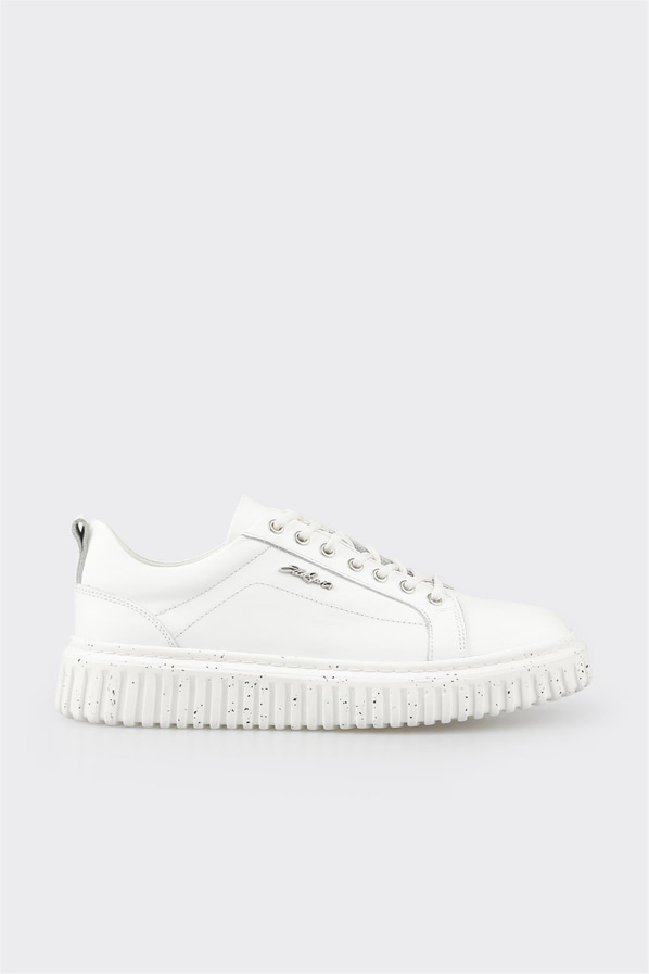 Beyaz deri erkek spor ayakkabı - Elle Shoes