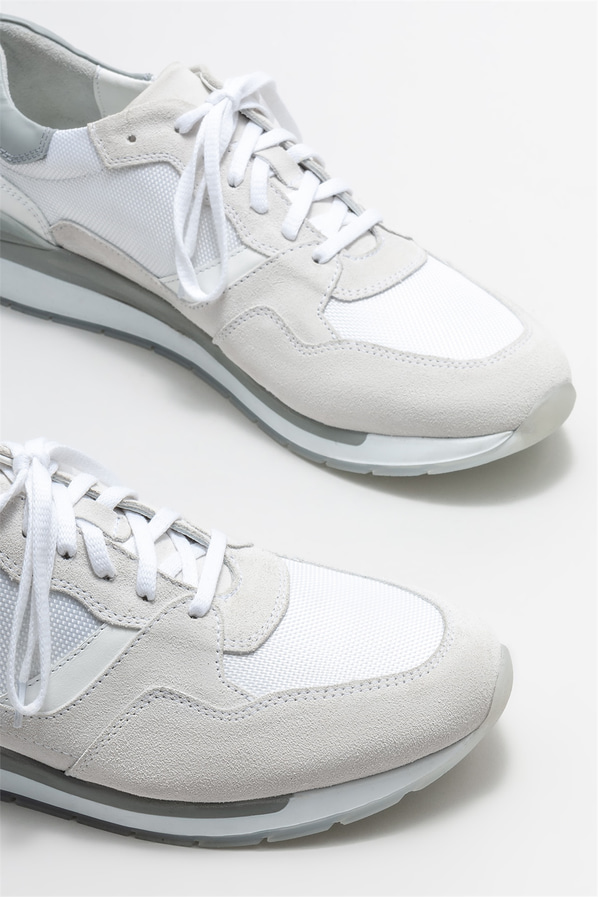 Beyaz deri erkek spor ayakkabı - Elle Shoes