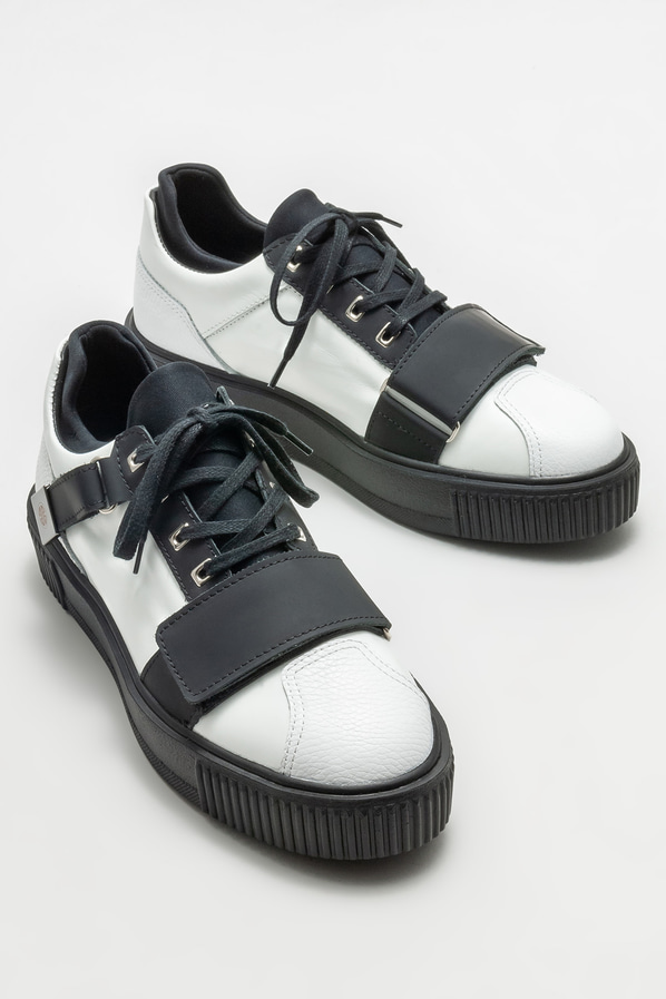 Beyaz deri erkek spor ayakkabı - Elle Shoes