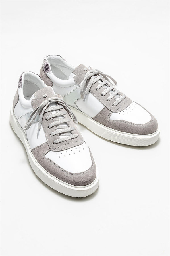 Beyaz deri erkek spor ayakkabı - Elle Shoes