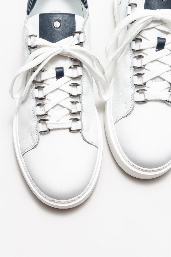 Beyaz deri erkek spor ayakkabı - Elle Shoes