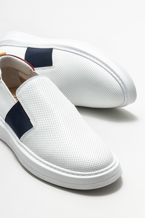 Beyaz deri erkek spor ayakkabı - Elle Shoes