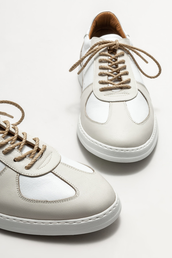 Beyaz deri erkek spor ayakkabı - Elle Shoes