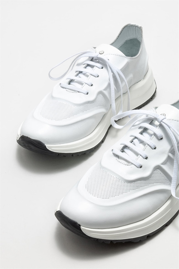 Beyaz deri erkek spor ayakkabı - Elle Shoes