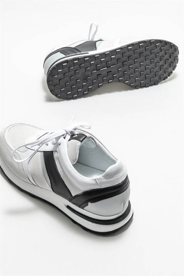 Beyaz deri erkek spor ayakkabı - Elle Shoes