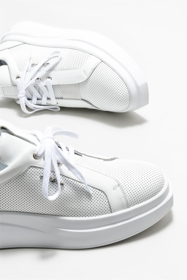 Beyaz deri erkek spor ayakkabı - Elle Shoes