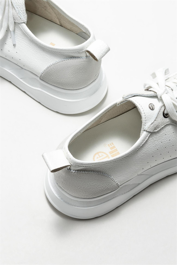 Beyaz deri erkek spor ayakkabı - Elle Shoes