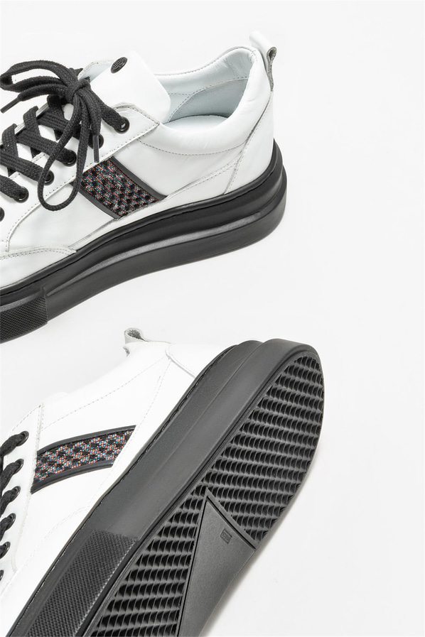 Beyaz deri erkek spor ayakkabı - Elle Shoes