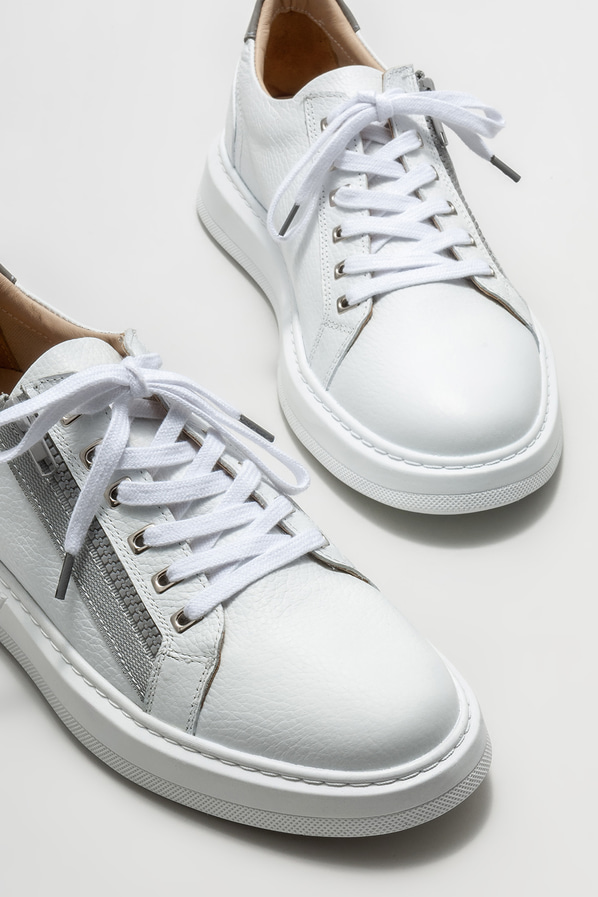 Beyaz deri erkek spor ayakkabı - Elle Shoes