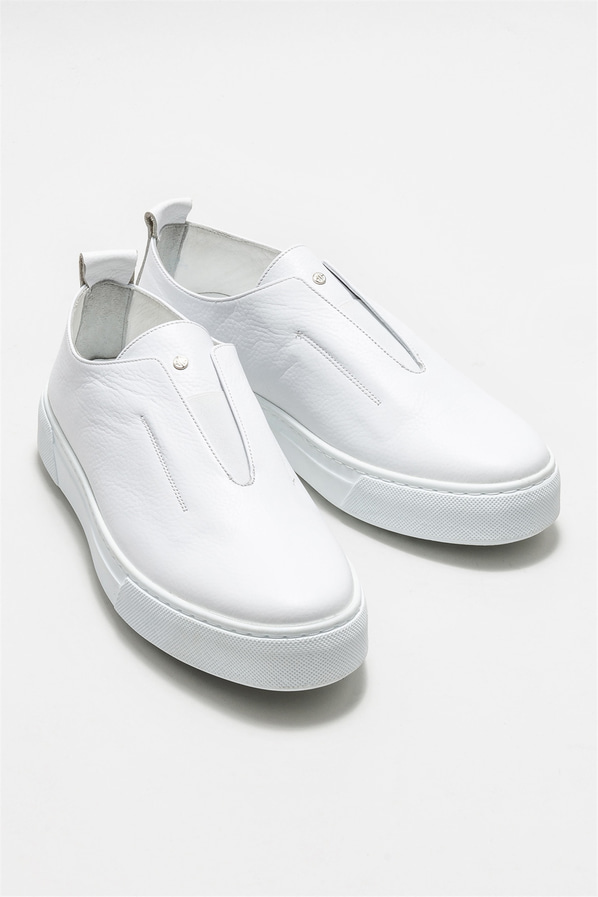 Beyaz deri erkek spor ayakkabı - Elle Shoes