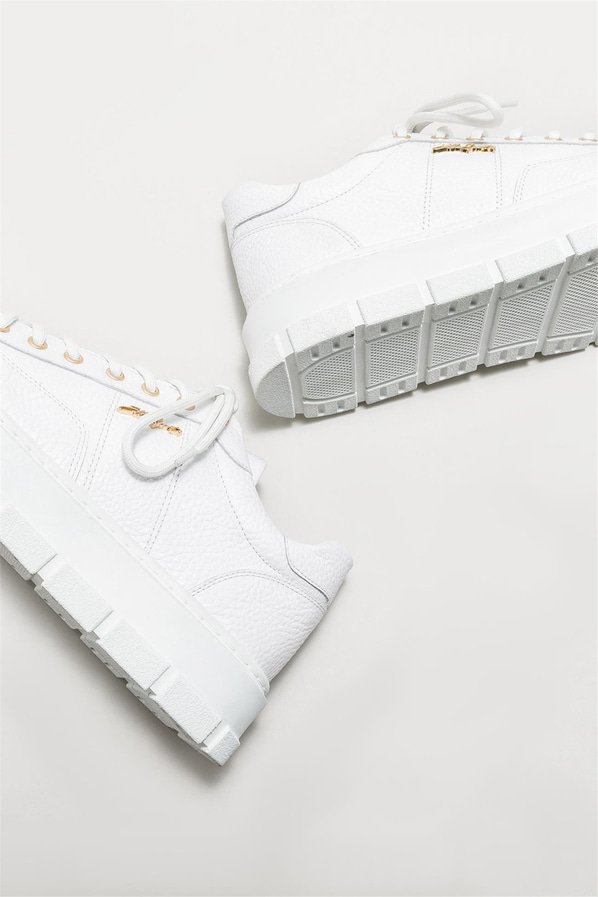 Beyaz deri erkek spor ayakkabı - Elle Shoes