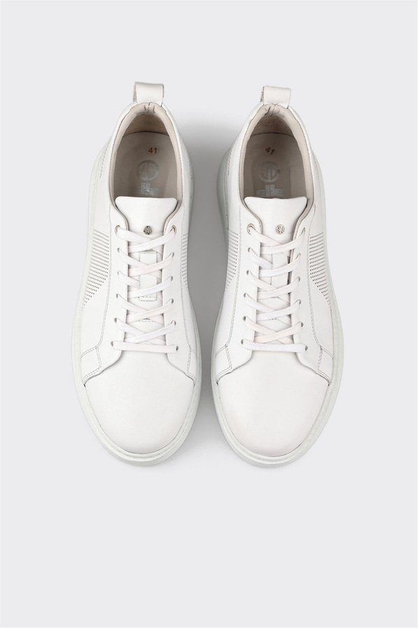 Beyaz Deri Erkek Spor Ayakkabı