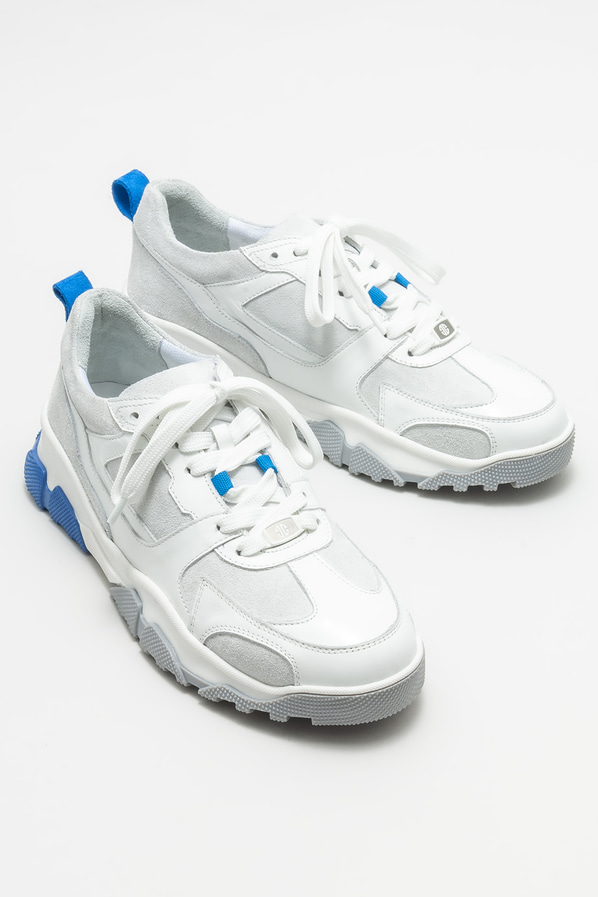 Beyaz deri erkek spor ayakkabı - Elle Shoes
