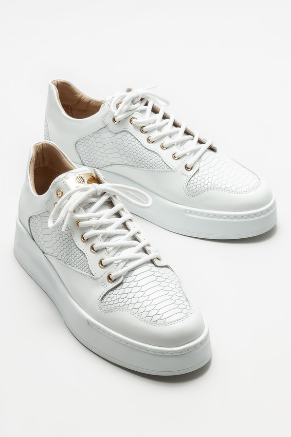 Beyaz deri erkek spor ayakkabı - Elle Shoes