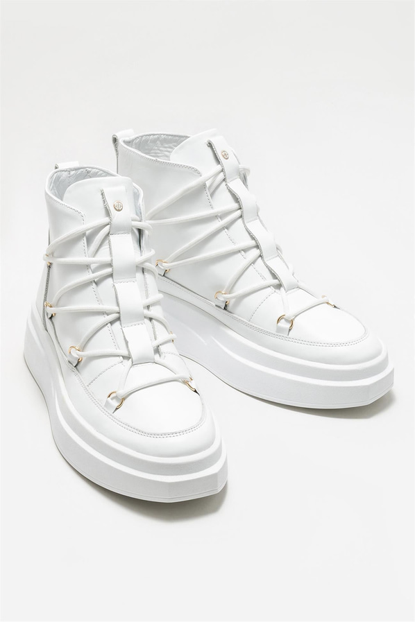 Beyaz deri erkek bot - Elle Shoes